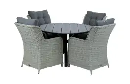 5-delige ronde tuinset | 4 Dublin tuinstoelen (MG) | ⌀120cm Cyprus tuintafel (Grey)