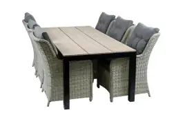 7-delige tuinset | 6 Dublin tuinstoelen (MG) | 225cm Cyprus tuintafel (Wood)