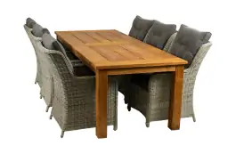7-delige tuinset | 6 Dublin tuinstoelen (MG) | 240cm Ayra tuintafel (Teak)