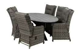 7-delige tuinset | 6 Dublin verstelbare stoelen (AG) | 220cm ovale Cyprus tuintafel (Grey)
