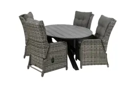 5-delige tuinset | 4 Dublin verstelbare stoelen (AG) | 180cm ovale Cyprus tuintafel (Grey)