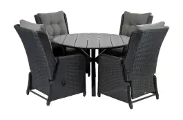5-delige ronde tuinset | 4 Dublin verstelbare stoelen (BL) | ⌀120cm Cyprus tuintafel (Grey)