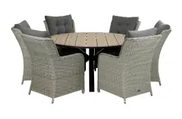 7-delige ronde tuinset | 6 Dublin tuinstoelen (MG) | ⌀150cm Cyprus tuintafel (Wood)