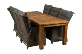 7-delige tuinset | 6 Dublin verstelbare stoelen (SW) | 240cm Ayra tuintafel (Teakhout)
