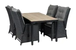 5-delige tuinset | 4 Dublin verstelbare stoelen (BL) | 160 of 180cm Cyprus tuintafel (Wood)
