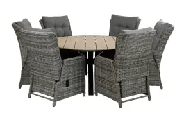 7-delige ronde tuinset | 6 Dublin verstelbare stoelen (AG) | ⌀150cm Cyprus tuintafel (Wood)