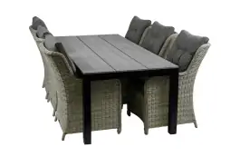 7-delige tuinset | 6 Dublin tuinstoelen (MG) | 225cm Cyprus tuintafel (Grey)