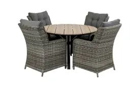 5-delige ronde tuinset | 4 Dublin tuinstoelen (AG) | ⌀120cm Cyprus tuintafel (Wood)