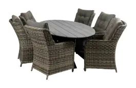 7-delige tuinset | 6 Dublin tuinstoelen (AG) | 220cm ovale Cyprus tuintafel (Grey)