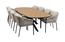 9-delige tuinset | 8 Elvira tuinstoelen (Black) | Tuintafel Cadiz 280x115cm (Black)