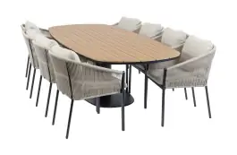 9-delige tuinset | 8 Elvira tuinstoelen (Black) | 260cm Tower tuintafel (Black)