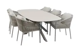 7-delige tuinset | 6 Elvira tuinstoelen (Camel) | Tuintafel Malaga 240x115cm (Camel)