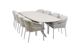 9-delige tuinset | 8 Elvira tuinstoelen (Camel) | Tuintafel Malaga 280x115cm (Camel)