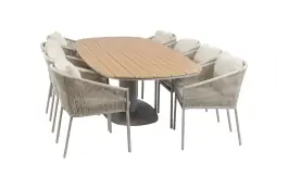 9-delige tuinset | 8 Elvira tuinstoelen (Camel) | Tuintafel Tower 260cm (Camel)