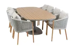 9-delige tuinset | 8 Es Vedra tuinstoelen (Teakhout) | Tuintafel Tower 260cm  (Camel)