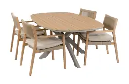 5-delige tuinset | 4 Felline tuinstoelen (Acaciahout) | Tuintafel Cadiz 180x115cm (Camel)