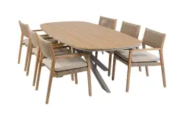 7-delige tuinset | 6 Felline tuinstoelen (Acaciahout) | Tuintafel Cadiz 240x115cm (Camel)
