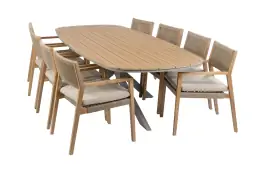 9-delige tuinset | 8 Felline tuinstoelen (Acaciahout) | Tuintafel Cadiz 280x115cm (Camel)