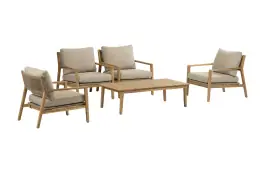 4x Loungestoel Felline + Loungetafel Felline | 120x60cm | Acaciahout