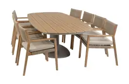 9-delige tuinset | 8 Felline tuinstoelen (Acaciahout) | Tuintafel Tower 260cm (Camel)