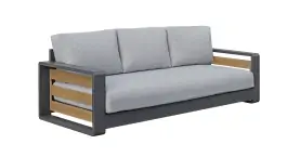 Loungebank Fosega | 3-persoons | Matt Black/Stone Grey | Aluminium