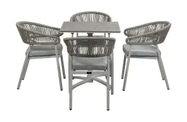 5-Delige tuinset | 4 Tuinstoelen Knokke (Sand) | Inklapbare tuintafel Gent 70x70cm  (Sand)