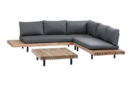Hoek Loungeset Lissabon 3-delig | Acacia Teaklook & Antraciet | Inclusief loungetafel