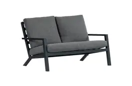 Loungebank Bezano | 2-persoons | Matt Black/Grey | Aluminium