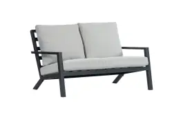 Loungebank Bezano | 2-persoons | Matt Black/Off White | Aluminium