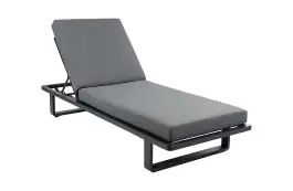 Ligbed Sint Maarten | met kussen | Black | Aluminium & Textileen