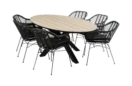 7-delige tuinset | 6 Oslo dining tuinstoelen | 220cm ovale Cyprus tuintafel