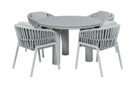 5-delige ronde tuinset Porto | 4 Porto tuinstoelen | Tuintafel Porto ø120cm | Naturel