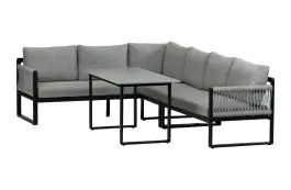 Hoek Lounge Dining set Reims | Links | Black & Off Sand