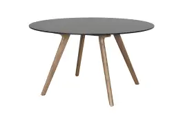 Ronde tuintafel Belvedere ø140cm | Black/Wood |  Aluminium & Keramisch glas