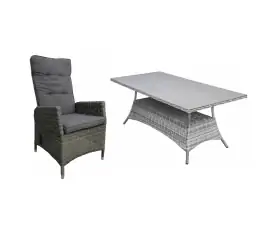 5-delige tuinset | 4 Kos verstelbare tuinstoelen (AG) | 160cm tuintafel (Keramiek)