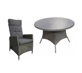 5-delige ronde tuinset | 4 Kos verstelbare tuinstoelen (AG) | ø120cm tuintafel (Keramiek)