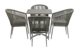 5-Delige tuinset | 4 Tuinstoelen Sluis (Sand) | Inklapbare tuintafel Gent 70x70cm  (Sand)