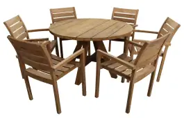 7-delige ronde tuinset | 6 Bulu tuinstoelen | ⌀150cm tuintafel (Teakhout)