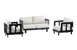 Stoel-bank loungeset Tulum | Black | 2-persoonsbank