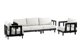 Stoel-bank loungeset Tulum | Black | 3-persoonsbank