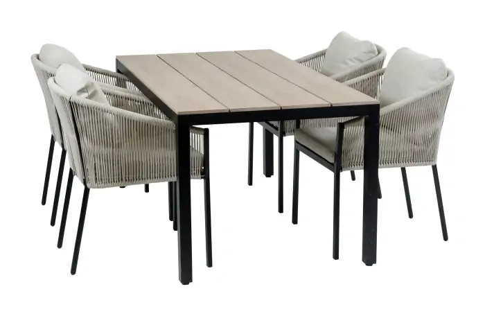 5-delige tuinset-Elvira black dining tuinstoel-polywood-4-seizoenen-tuinmeubelen