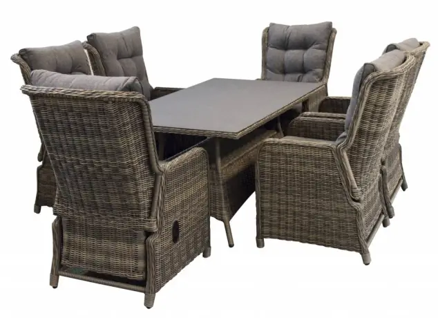 7 delige tuinset Dublin-6 Dublin verstelbare stoelen-sweet brown-keramiek-wicker-aluminium frame