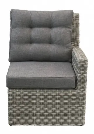 Bankdeel links Dublin-Ash Grey-aluminium frame-wicker-grey loungekussens