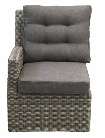 Dublin bankdeel rechts-Ash Grey-aluminium frame-wicker-grey loungekussens