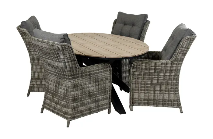 Dublin ovale tuinset-5 delige tuinset-Dublin tuinstoel-Ash Grey-wicker vlechtwerk-Cyprus tuintafel-aluminium frame