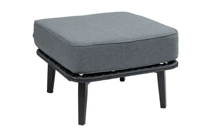 Isabel rope hocker loungeset zwart - 4 Seizoenen Tuinmeubelen