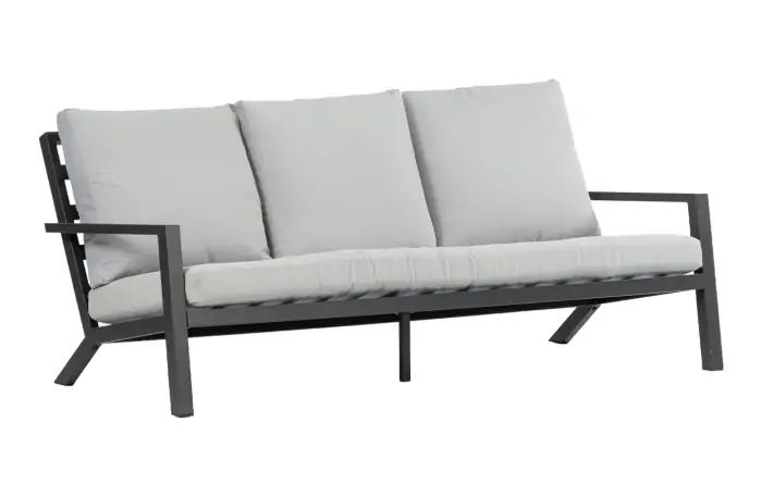 Loungebank Bezano | 3-persoons | Matt Black/Off White | Aluminium | afmetingen