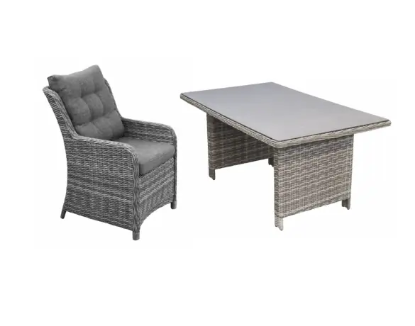 luxe-wicker-tuinset-4 personen-rechthoekige-tuintafel-grijs-dublin-comfortabele-wicker-tuinstoel