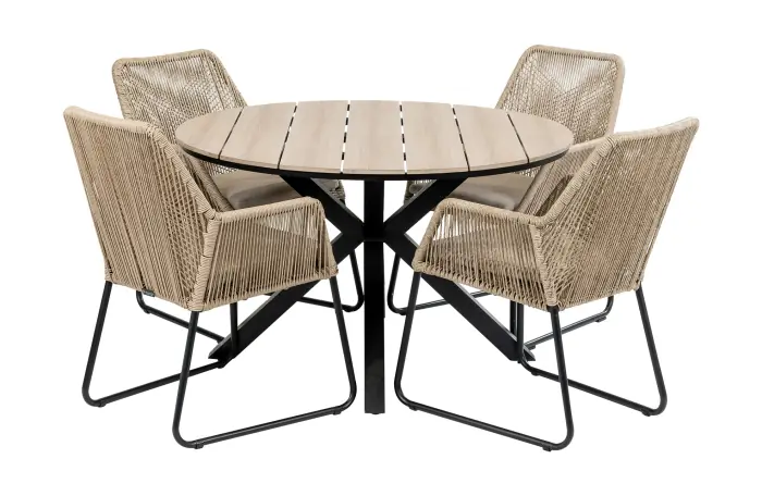 Mona tuinset-5 delige tuinset-Mona tuinstoel Sand-cyprus ovale tuintafel-polywood tuintafel-rope