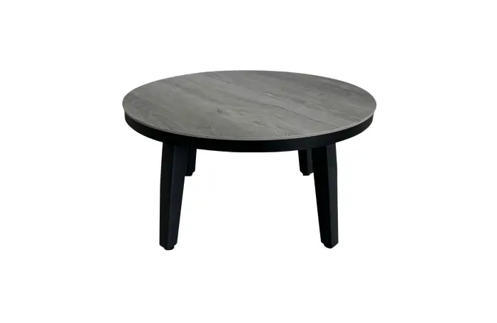 Mykonos ronde bijzettafel grijs zwart 73cm - ronde grijze bijzettafels kunststof - 4 Seizoenen Tuinmeubelen